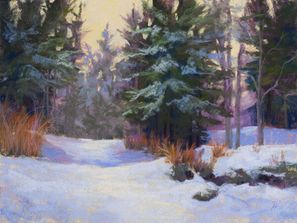 A pastel painting by Francesca Droll titled A Mid-Winter Afternoon