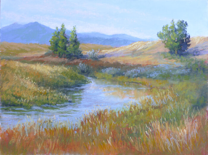 A pastel painting by Francesca Droll titled Sounds of Solitude