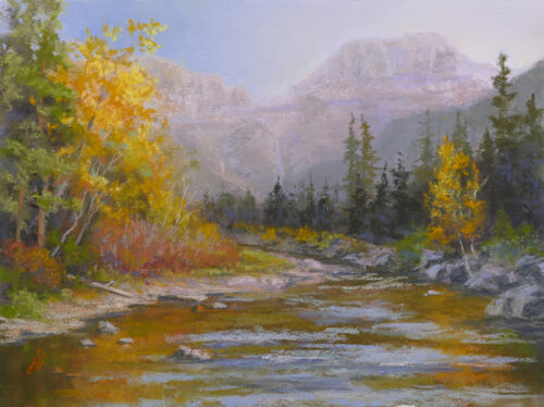 Photo of painting of Glacier National Park.
