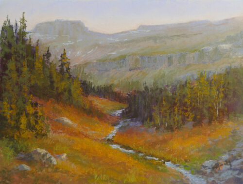 Photo of painting of Glacier National Park.