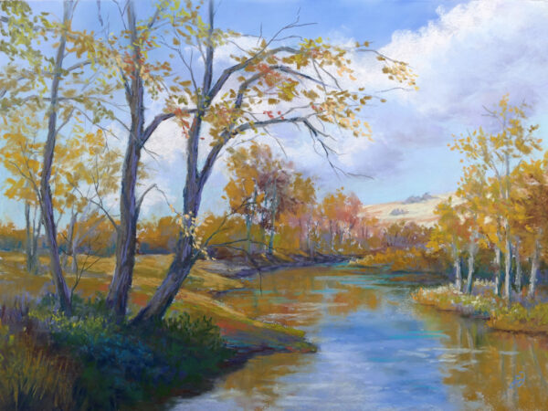 Photo of painting of Basin Creek near Basin, Montana.