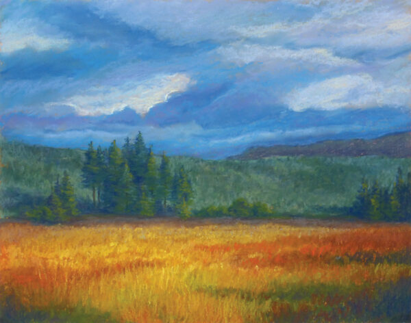 Photo of notecard that shows a pastel painting.