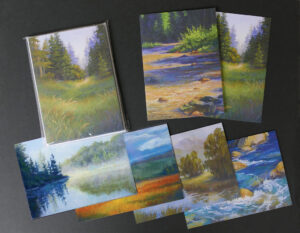 Photo of notecards of 6 pastel paintings.