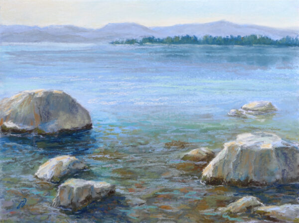 Painting of Flathead Lake by Francesca Droll.