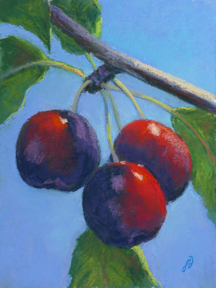 Pastel painting of cherries