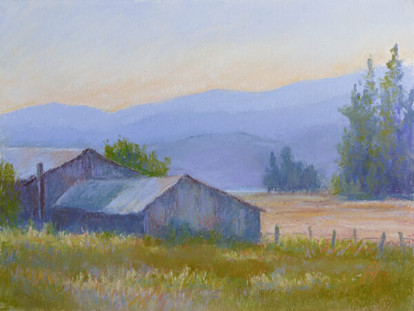 Pastel Painting of a barn in the Flathead Valley.