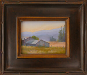 Pastel Painting of a barn in the Flathead Valley with frame.