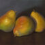 Photo of a pastel painting of a threesome of pears.
