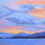 Photo of a painting of a sunset over Big Arm on Flathead Lake.