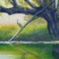 Photo of a pastel painting of a heron sitting on a branch.