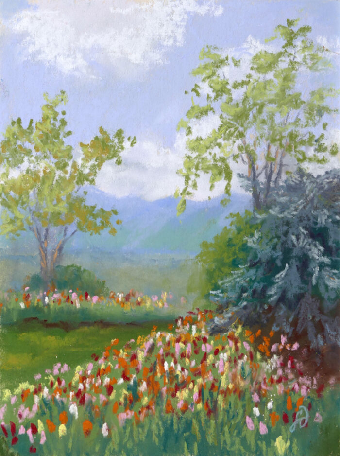 Photo of painting of gardens.