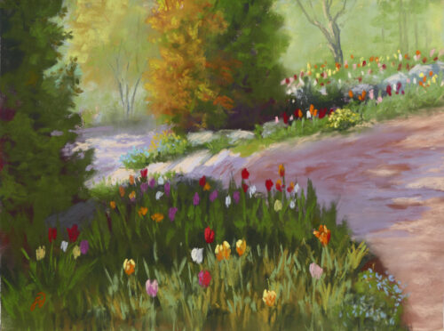 Photo of a painting of gardens.