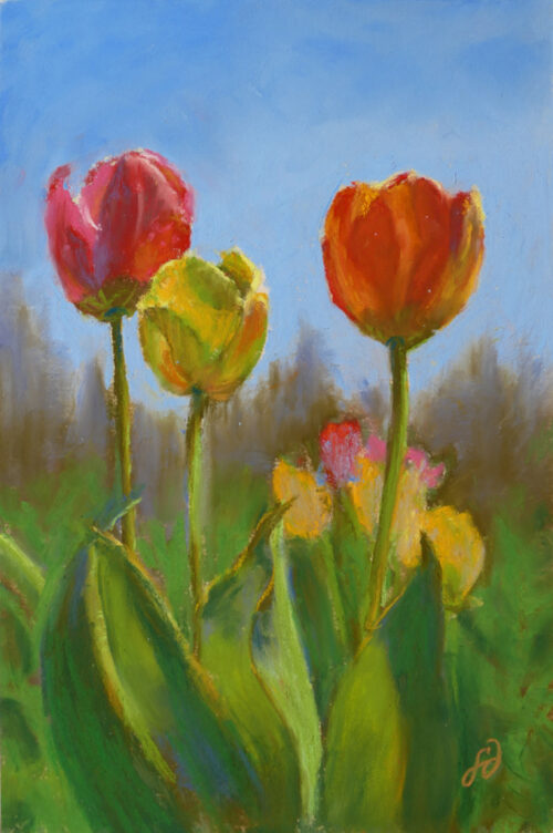 Photo of a painting of tulips