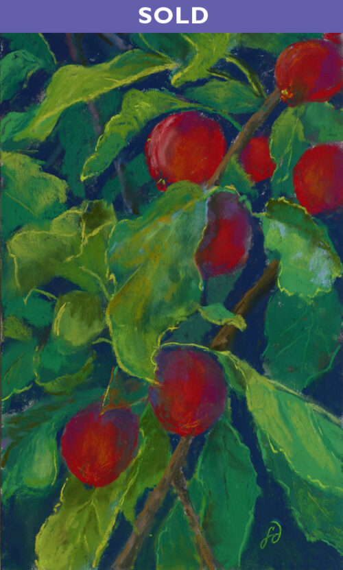 Photo of a painting of crabapples.